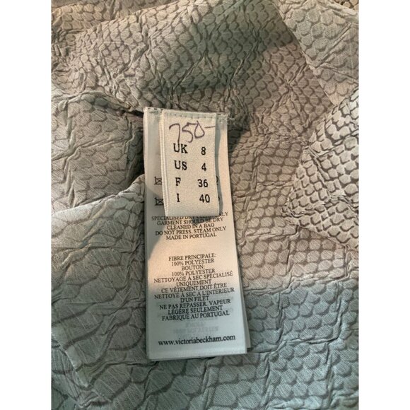 Victoria Beckham Gray & Black Sheer Snakeskin Print Button-Up Shirt $795, Size 4 - Picture 10 of 10